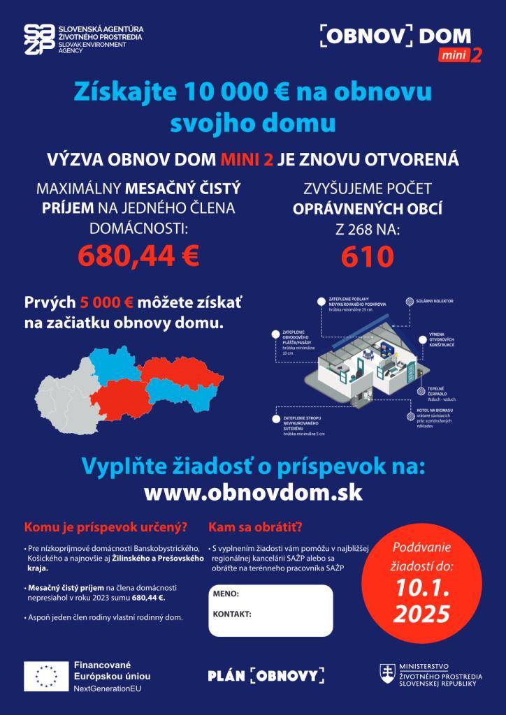 výška dotácie 10 000,-€