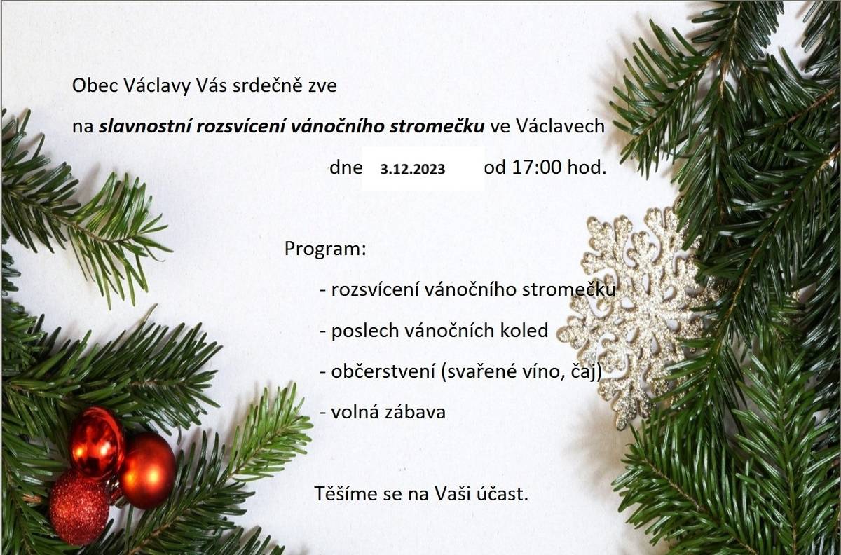 Srdečně Vás zveme na rozsvícení vánočního stromku.  Přijde i čert a Mikuláš!!