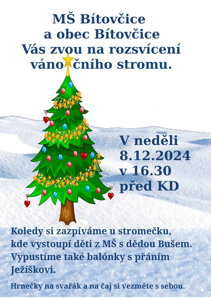 Pozvánka na rozsvícení vánočního stromu 8.12.