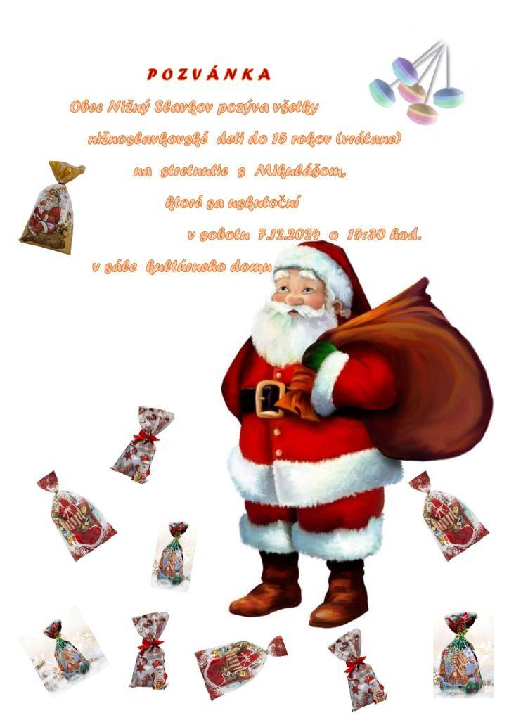 Milé deti, pozývame vás na stretnutie s Mikulášom