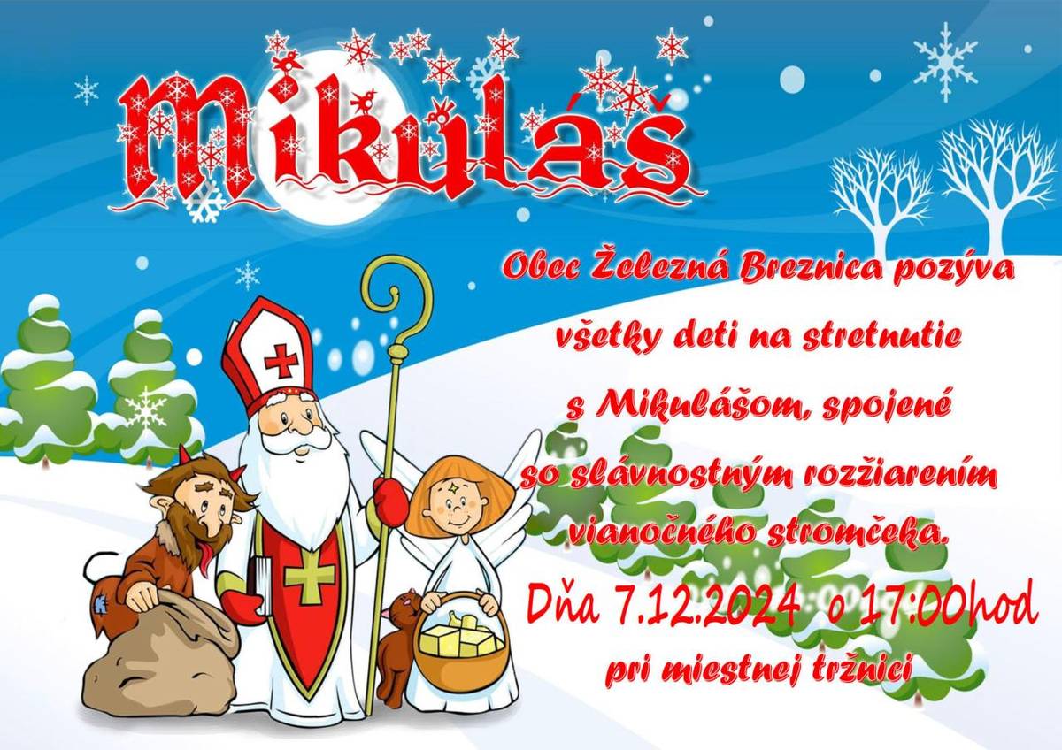Stretnutie s Mikulášom a rozsvietenie vianočného stromčeka