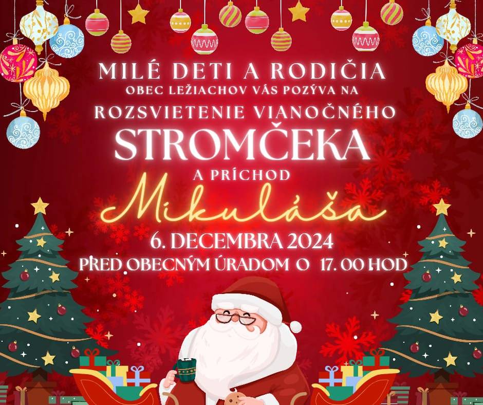V piatok o 17:00 k nám príde Mikuláš, všetci ste srdečne vítaní. Spoločne rozsvietime vianočný stromček.