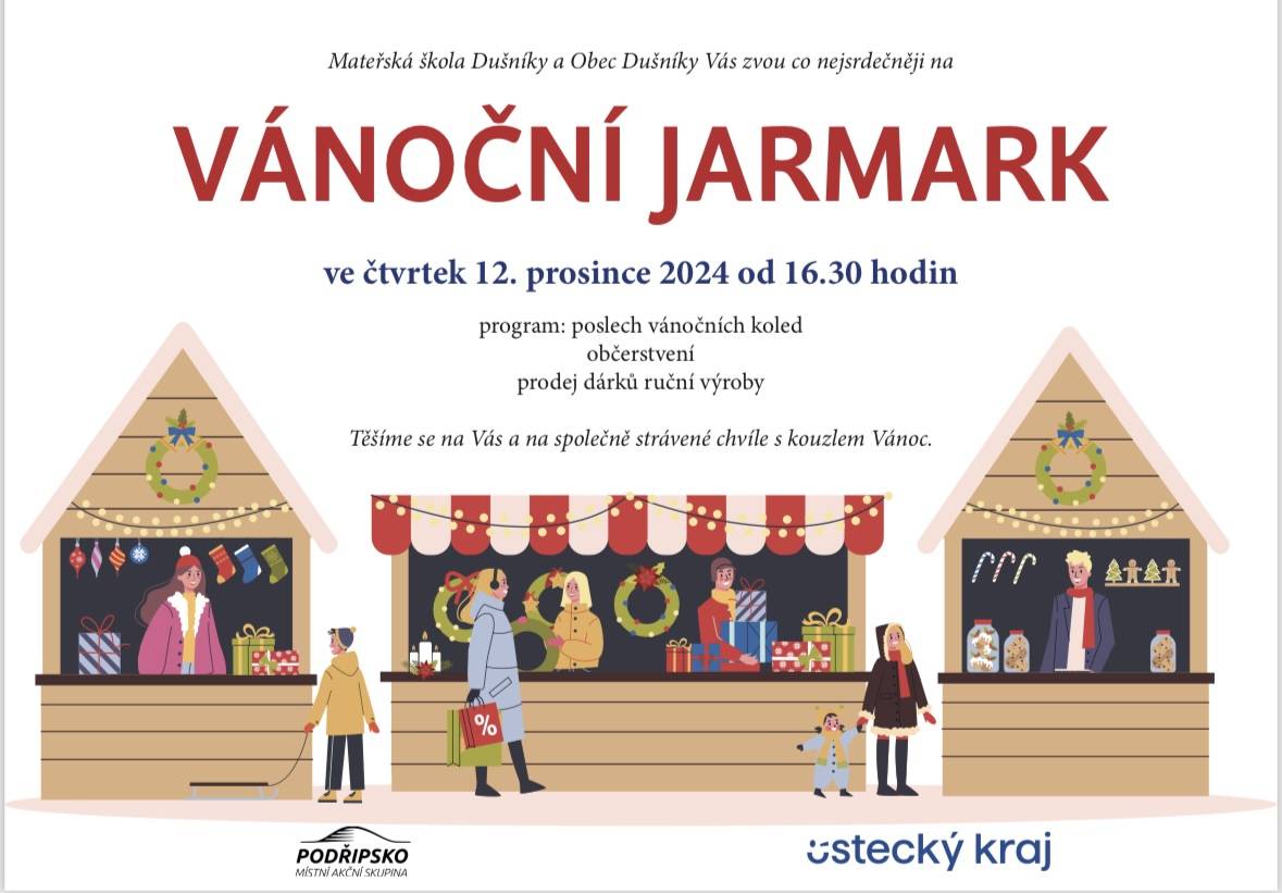 Milí rodiče, zveme vás co nejsrdečněji na posezení u vánočního stromečku, které se koná 12. prosince a bude letos doplněno jarmarkem před budovou. Začínáme v 15 hodin. Prodej ručních prací od 16 hodin.