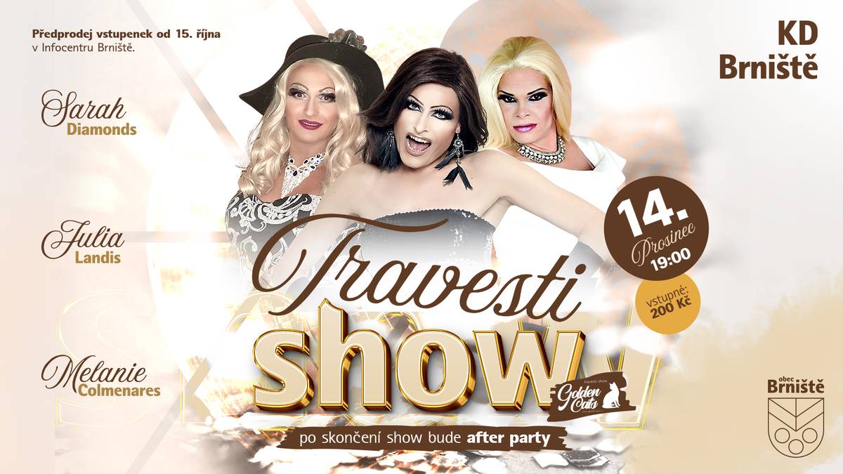 Obec Brniště vás srdečně zve na akci Travesti Show a následnou After Party, která se koná 14. prosince 2024 od 19 hodin v KD Brniště.    Vstupné 200 Kč.