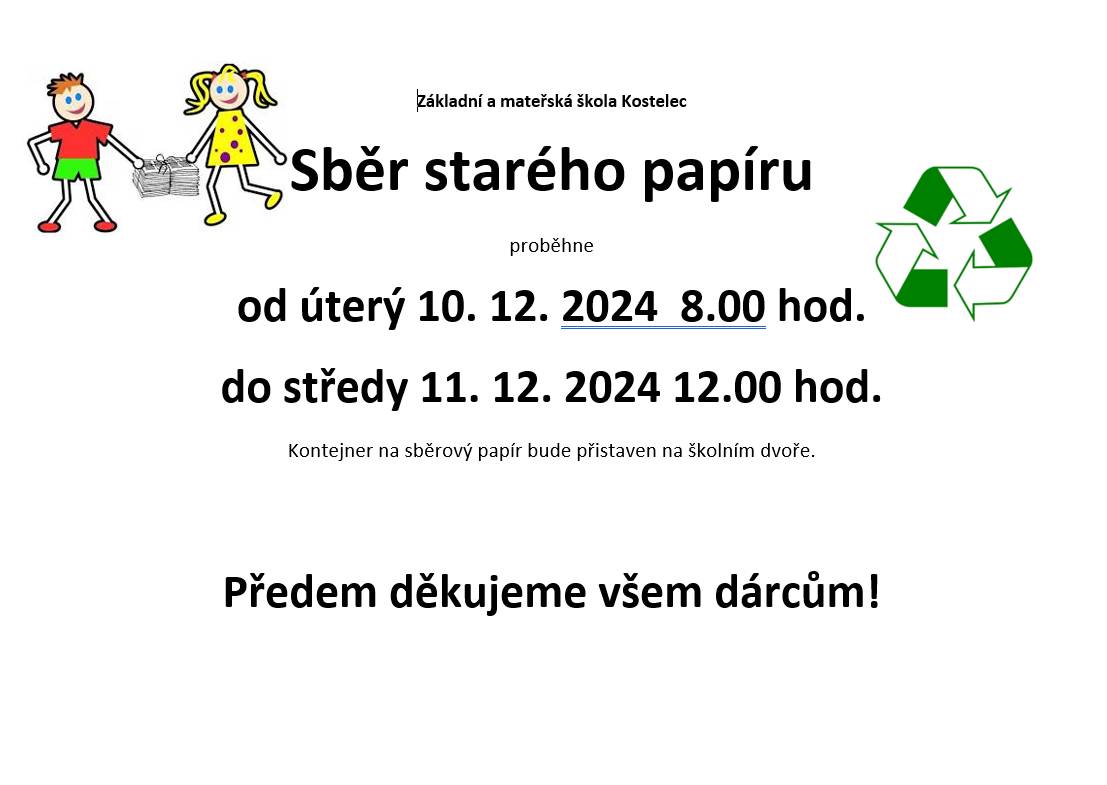 Sběr starého papíru - 10. - 11.12.2024