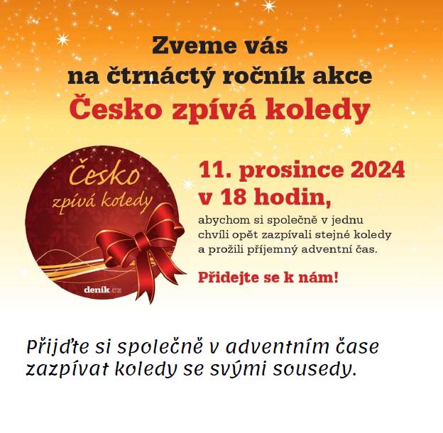 Ve středu 11.12.2024 v 18 hodin se opět společně sejdeme před naší doňovskou kapličkou, abchom si společně v jednu chvíli znovu zazpívali stejné koledy a zpříjemnili si adventní čas. Na kytaru nás už tradičně doprovodí Helena Mastná a navíc letos nově i na housle Anička Hájíčková!
