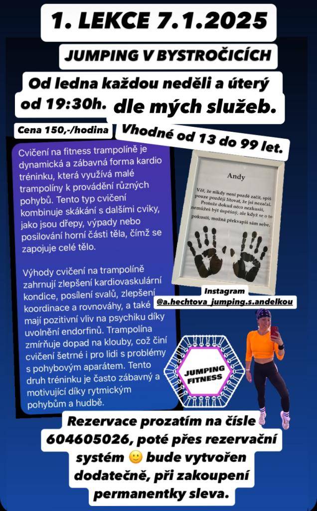 Cvičitelka Andrea srdečně zve na cvičení na fitness trampolínách!