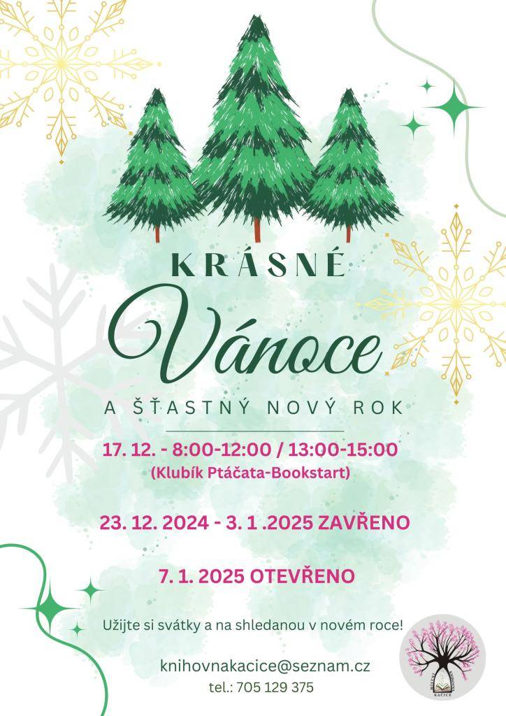 Vánoční otevírací doba knihovny Kačice