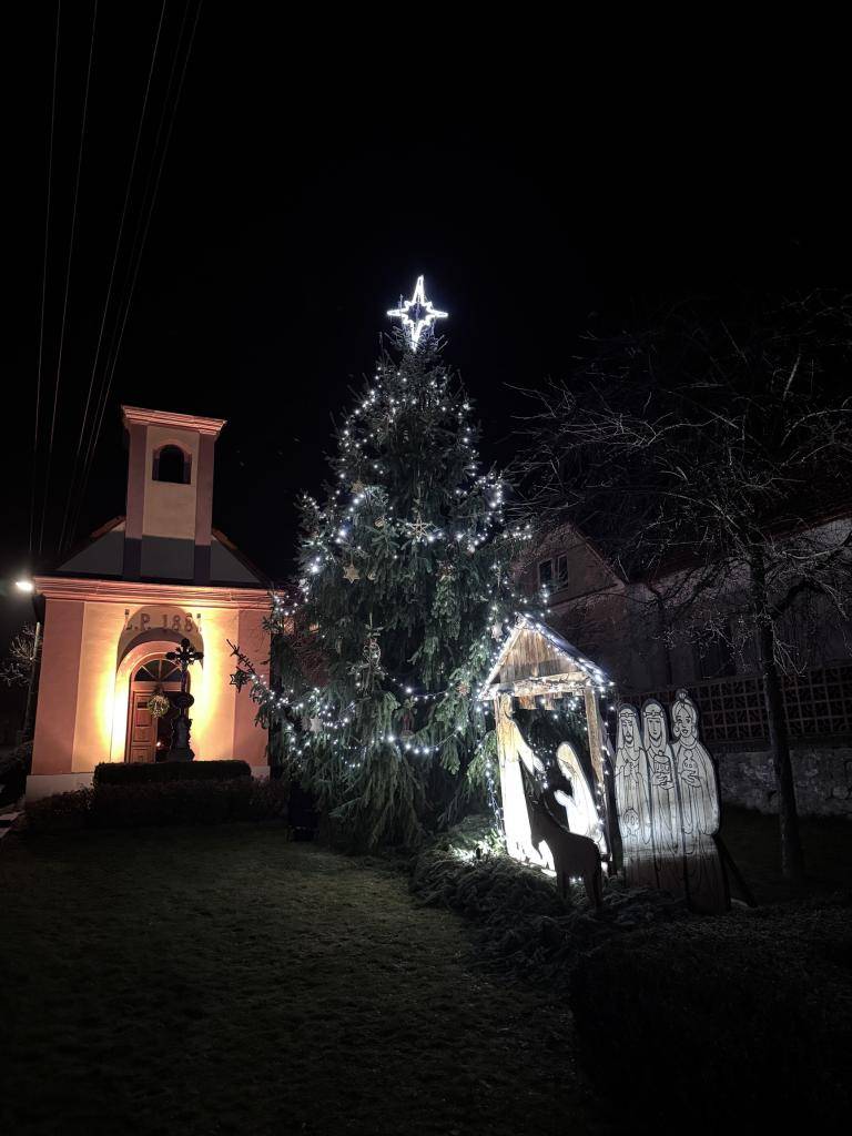I u nás jsme včera rozsvítili vánoční stromek, za který moc děkujeme panu K. Šlemarovi ml. Poděkování patří všem, kteří se zúčastnili.