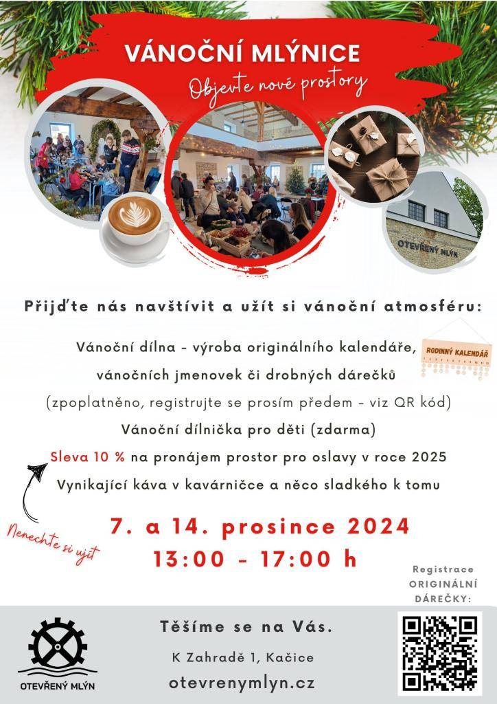 Využijte další příležitosti a přijďte navštívit i s dětmi Otevřený Mlýn a jeho nové prostory mlýnice.