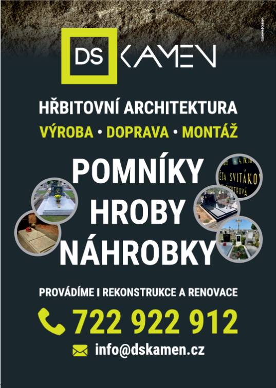 V úterý 10.12. ve 13:00 navštíví místní hřbitov Horky kameníci z firmy DS kamen (tel. 722 922 912). Budou poskytovat bezplatné konzultace a přijímat objednávky na opravy hrobů včetně zlacení a přípisů. Využijte této příležitosti pro odborné posouzení stavu vašeho hrobu a možnosti jeho renovace. Pokud Vám termín nevyhovuje, rádi se s Vámi domluví individuálně na telefonu 722 922 912.