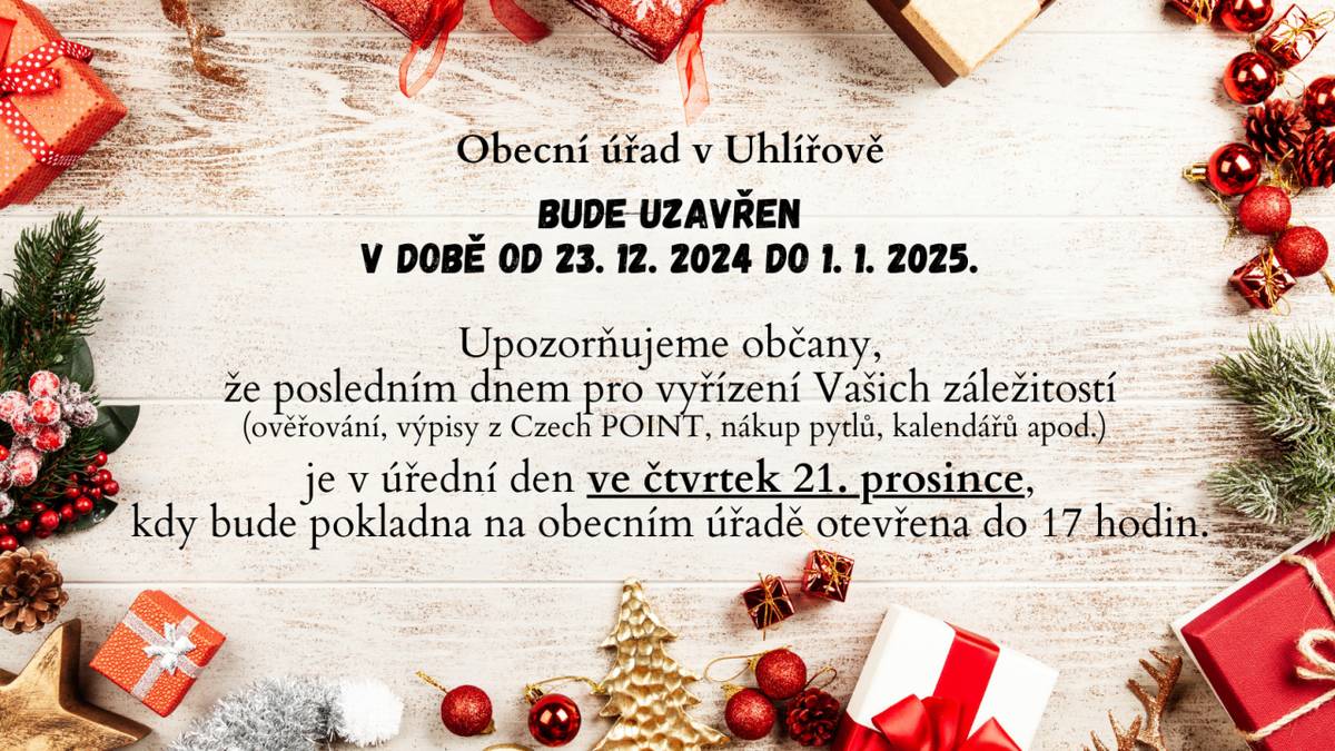 Uzavření obecního úřadu v období Vánoc