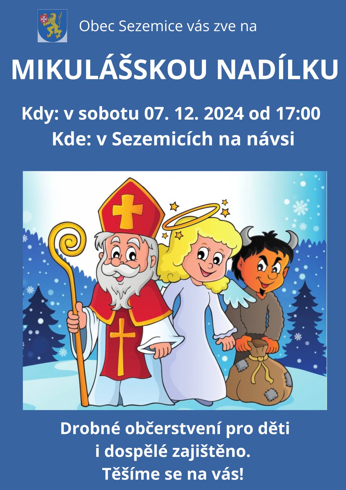 Zítra zavítá Mikuláš s družinou i do Seze. Zastavte se na svařák