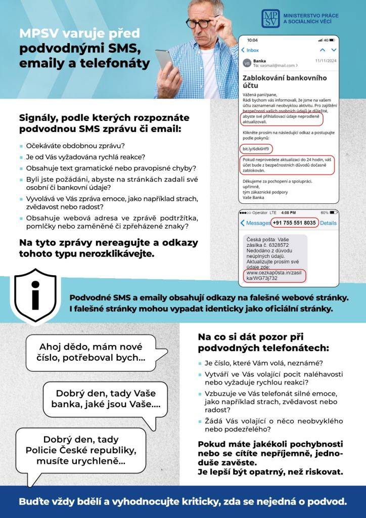 Intenzita a sofistikovanost podvodných zpráv roste. Nejzranitelnější skupinou jsou především senioři, kteří často nejsou dostatečně obeznámeni s technologickými a bezpečnostními riziky spojenými s digitální komunikací. Poučte své seniory a buďte obezřetní