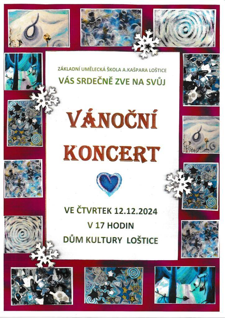 Základní umělecká škola A. kašpara Vás srdečně zve na Vánoční koncert, který se uskuteční v MěKS Loštice.