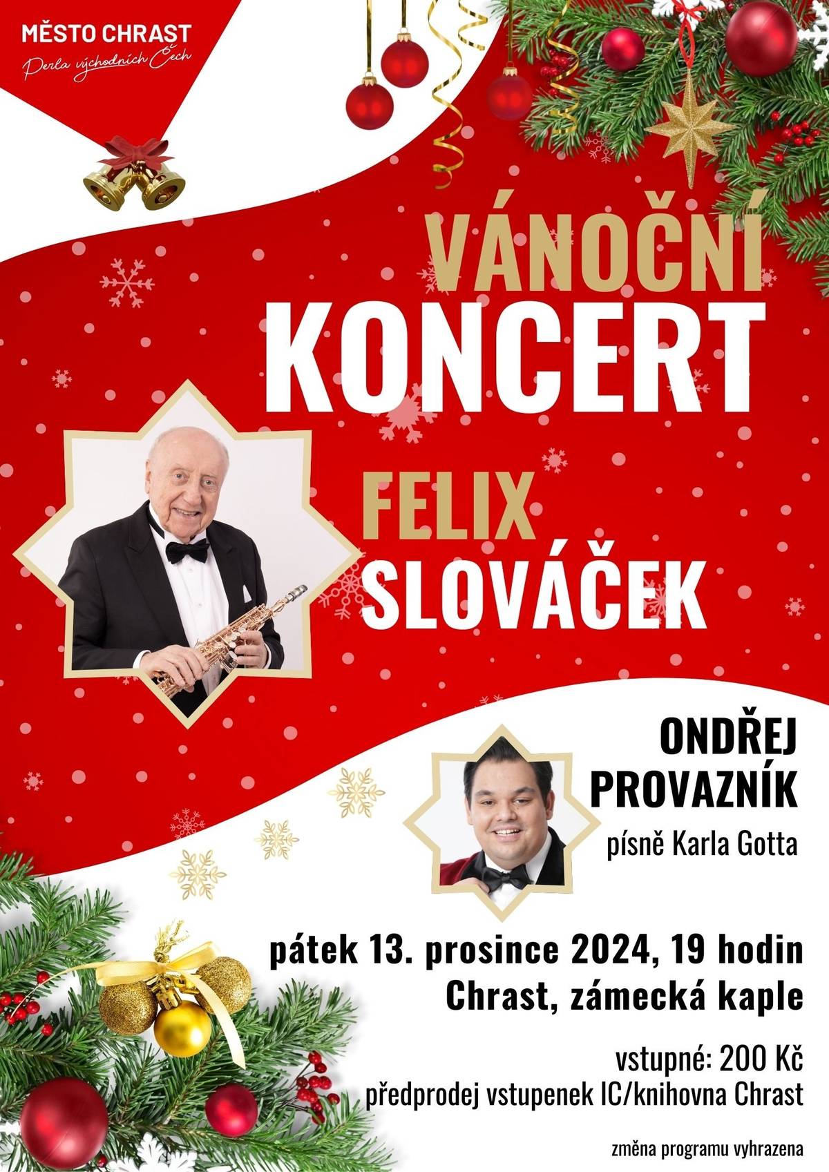 Pátek a Vánoční koncert se blíží, několik vstupenek v Městské knihovně Chrast ještě zbývá. 😊🎷🎤
