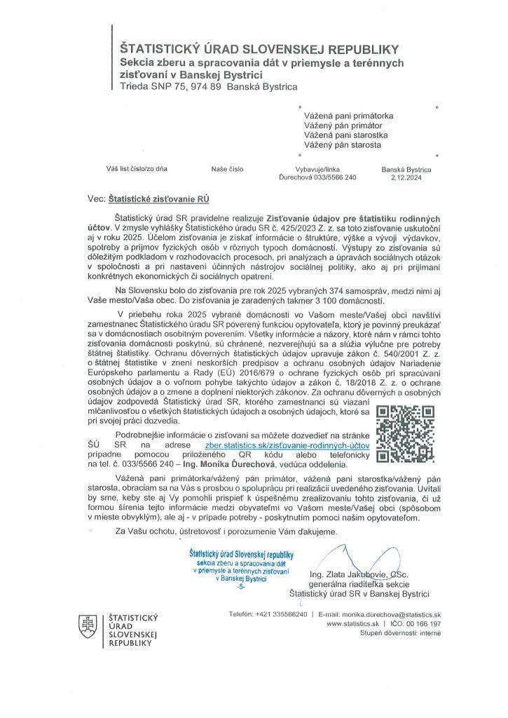 Štatistické zisťovanie RÚ