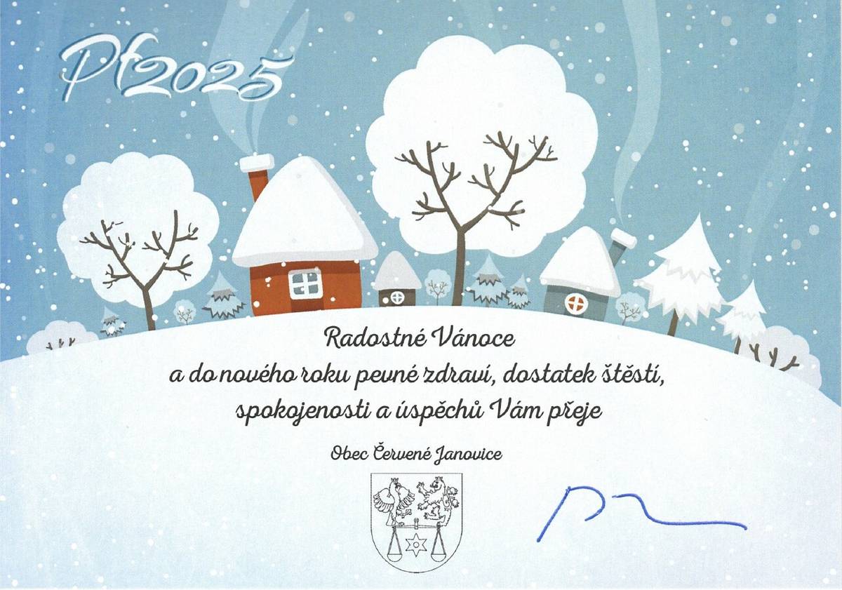 Obec Červené Janovice Vám přeje radostné vánoční svátky a v novém roce 2025 jen to dobré.