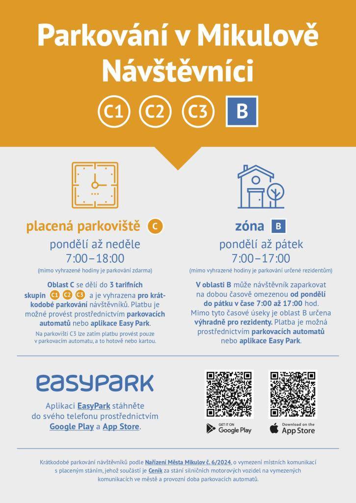 Informace o novém parkování v Mikulově pro návštěvníky.