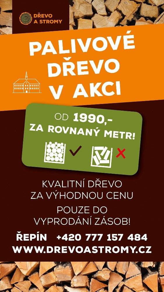 Lokální palivové dřevo z nedalekého Řepína a jeho okolí již od 1990,- za skládaný metr. Volejte 777 157 484.