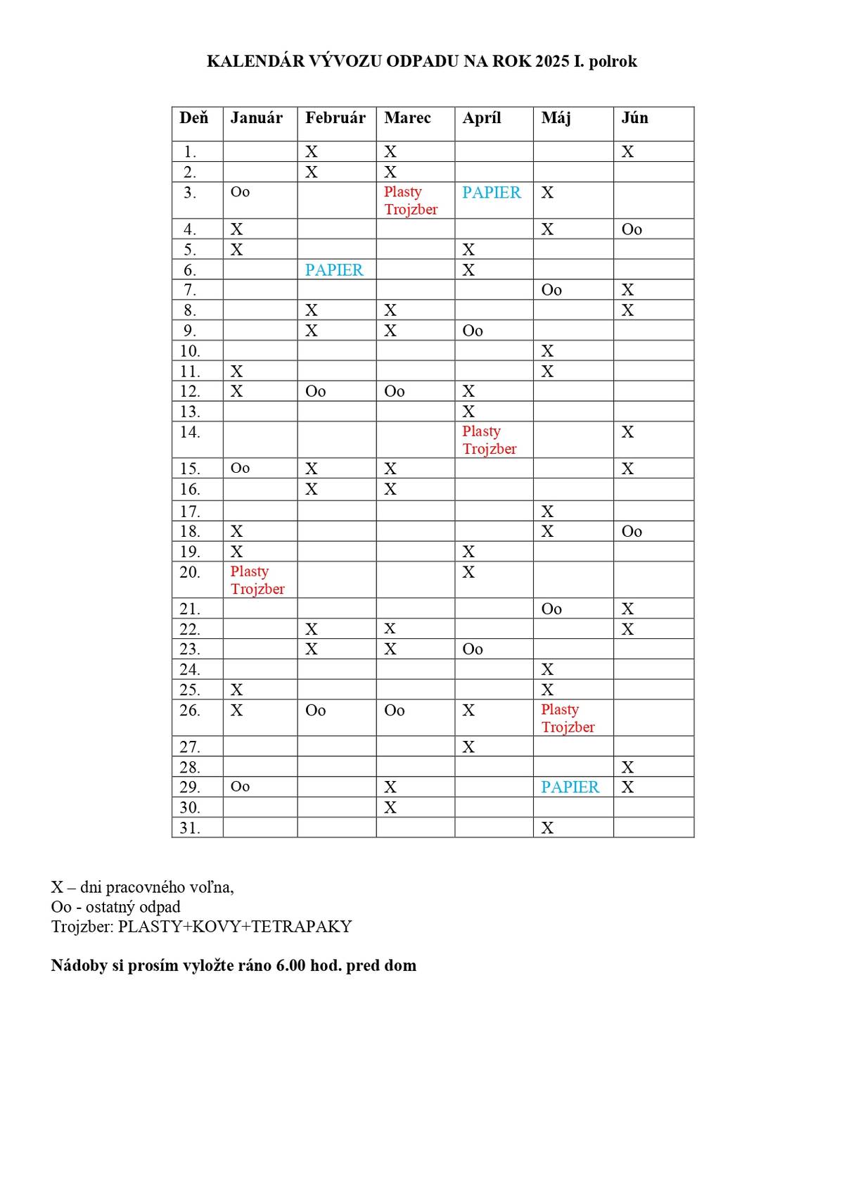 Vážení občania, oznamujeme Vám, že vývoz komunálneho odpadu po sviatkoch pripadá na piatok 03.01.2025.