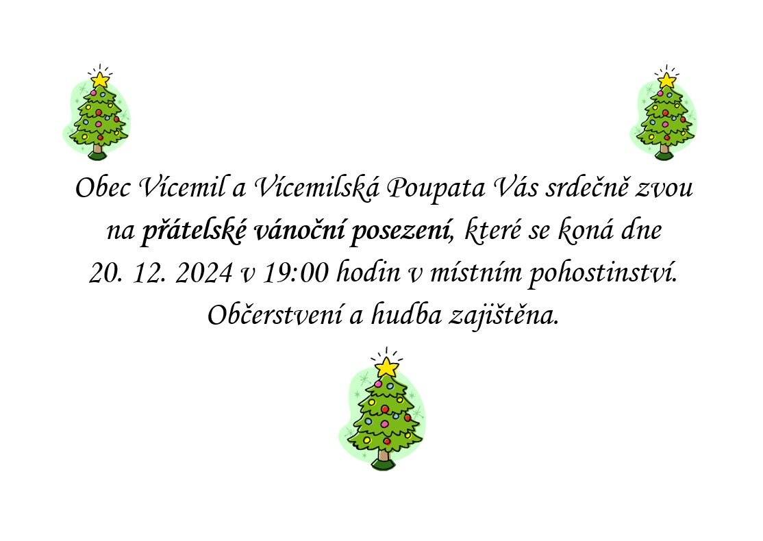 Obec Vícemil a Vícemilská Poupata Vás srdečně zvou na přátelské vánoční posezení 🎄❄️
