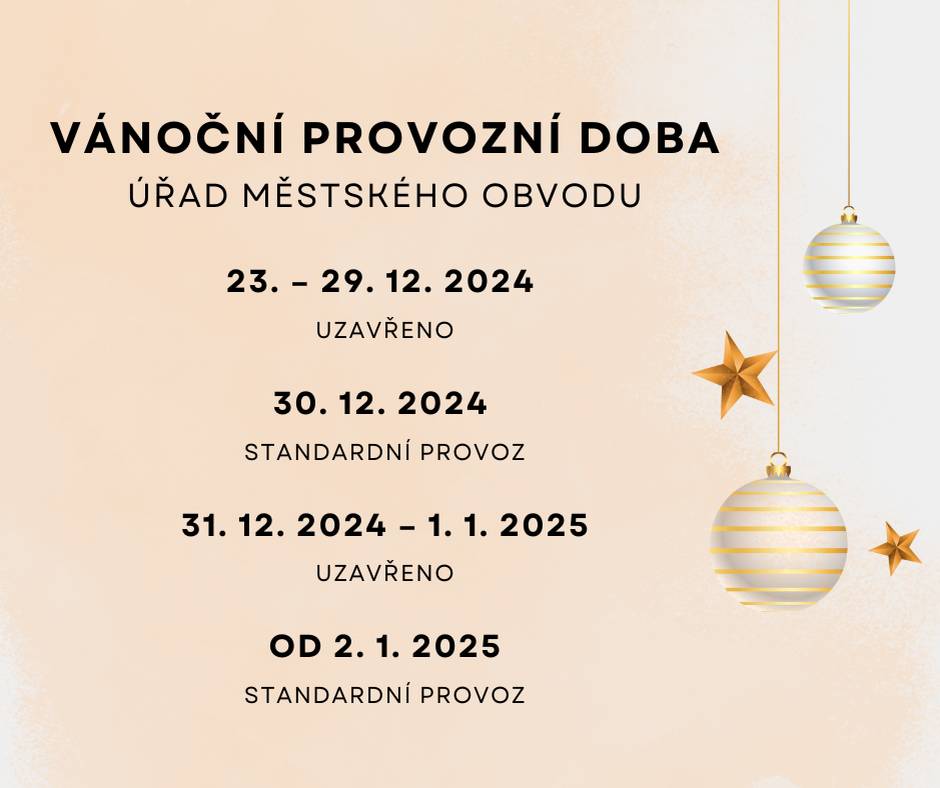 Upozorňujeme na sváteční otevírací dobu Městského obvodu Liberec - Vratislavice nad Nisou.