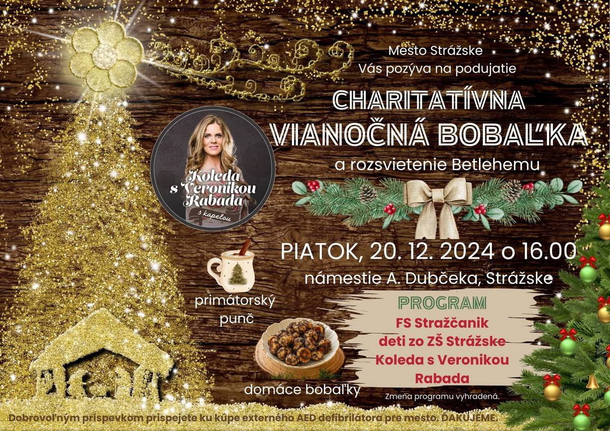 Vianočná bobaľka už v piatok 20.12.2024 od 16.00hod na námestí!