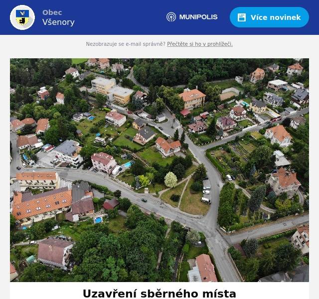 Dobrý den, informujeme Vás o uzavření sběrného místa ve dnech 25.12.2024 a 1.1.2025. Děkujeme za pochopení.