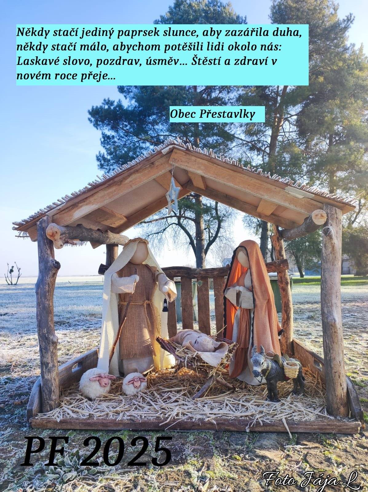 Vážení spoluobčané přeji Vám do nového roku pevné zdraví, pozitivní mysl, hodně důvodů k úsměvům a radost a štěstí s těmi, kteří Vám jsou blízcí. Na co se můžete těšit v tom následujícím roce -  divadelní představení, kulturní akce v obci, dobudování kanalizace, získání dotace na obnovu oplocení kapličky, doplnění vodovodu, změnu uzemního plánu a další projekty, které chystáme za zastupitelstvo obce  Romana Kroutilová starostka