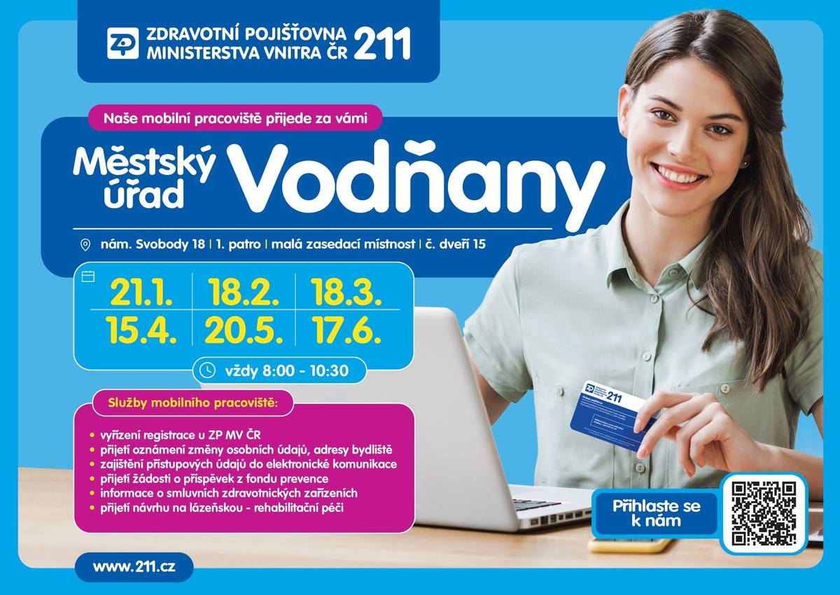 Vážení klienti pojišťovny MV, využijte mobilní pracoviště v Městském úřadě ve Vodňanech. Každé 3. úterý v měsíci a to od 8:00 - 10:30 hod.