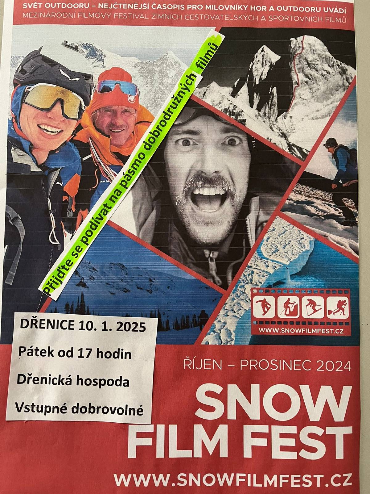Pro velké i malé bude letos poprvé festival outdoorových filmu i ve Dřenicích! Přijďte se podívat. Promítat budeme 5 kratších filmů, můžete odejít a zase přijít .Konec přibližně v 20.30🎬  Dřenická hospoda 10.1.2025 od 17hod, vstupné dobrovolné