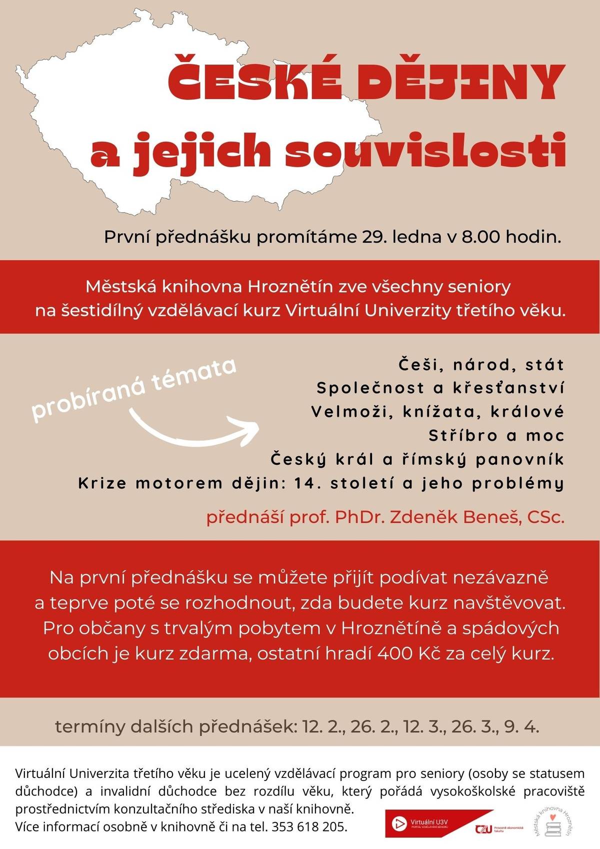 Pozvánka ke studiu v rámci vzdělávacího programu pro seniory.
