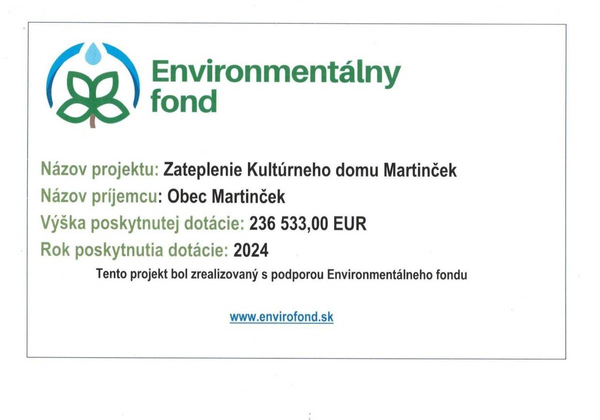 Zateplenie Kultúrneho domu Martinček