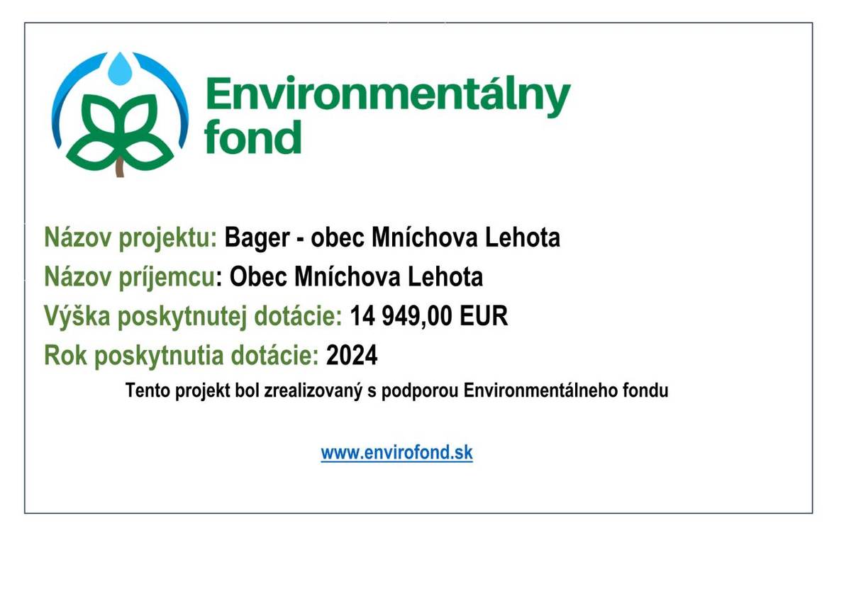 "Bager - obec Mníchova Lehota"