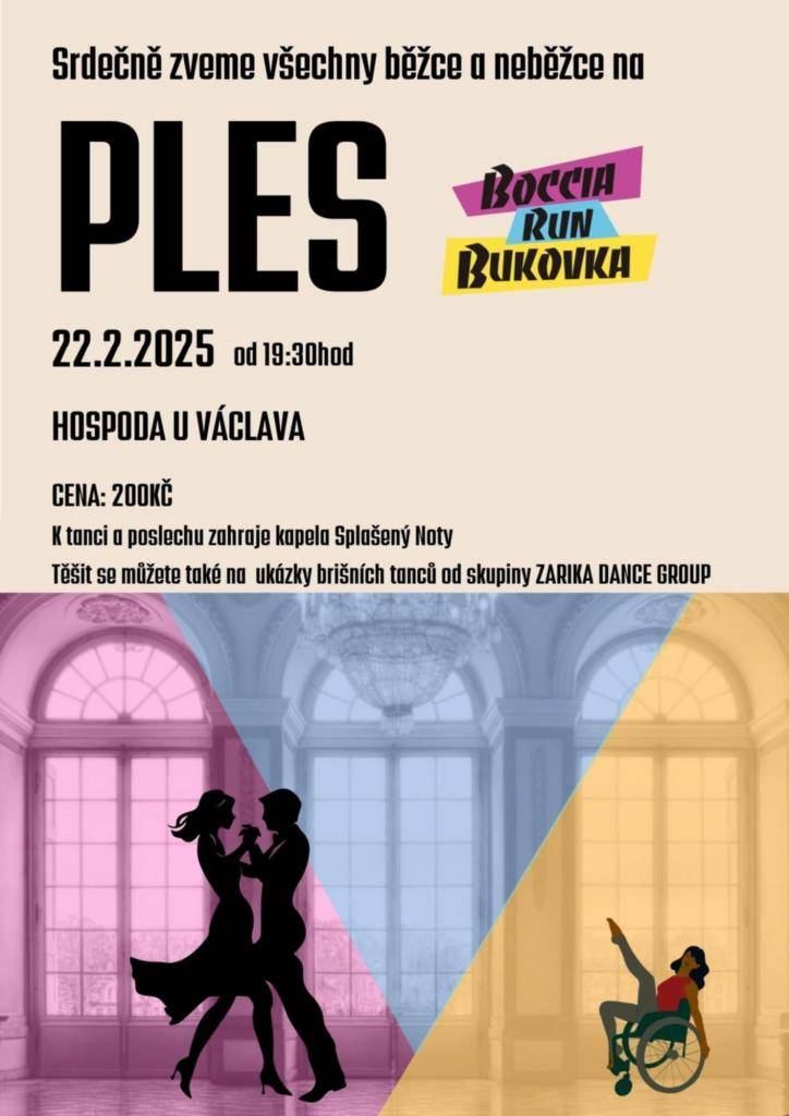 Pozvánka na ples Boccia Run Bukovka, který se uskuteční 22.2.2025.