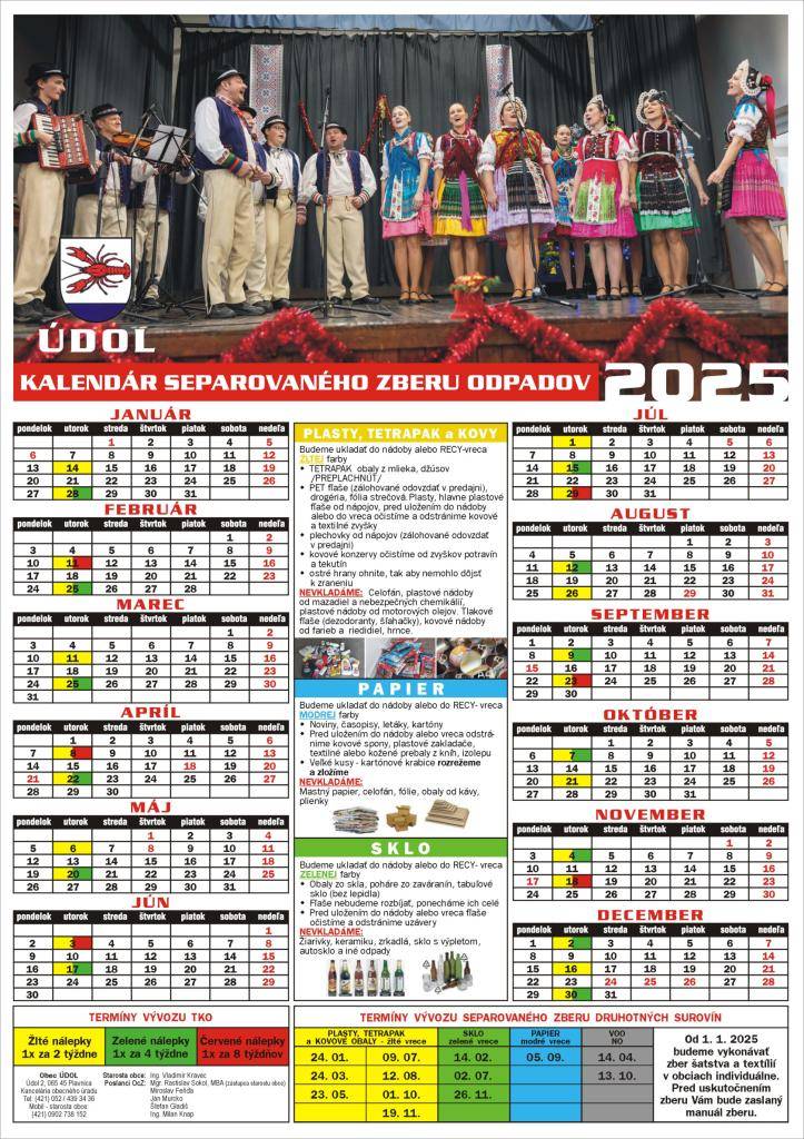 Kalendár zvozu separovaného odpadu 2025