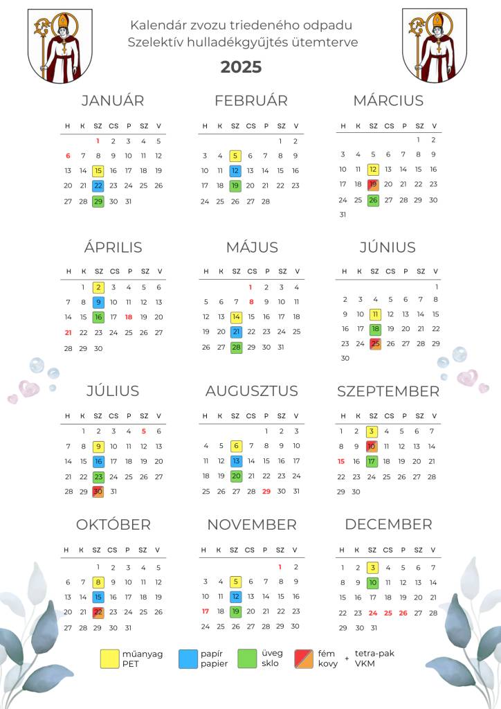 Kalendár zvozu triedeného odpadu 2024