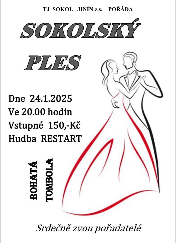 TJ Sokol Jinín Vás všechny srdečně zve na ples