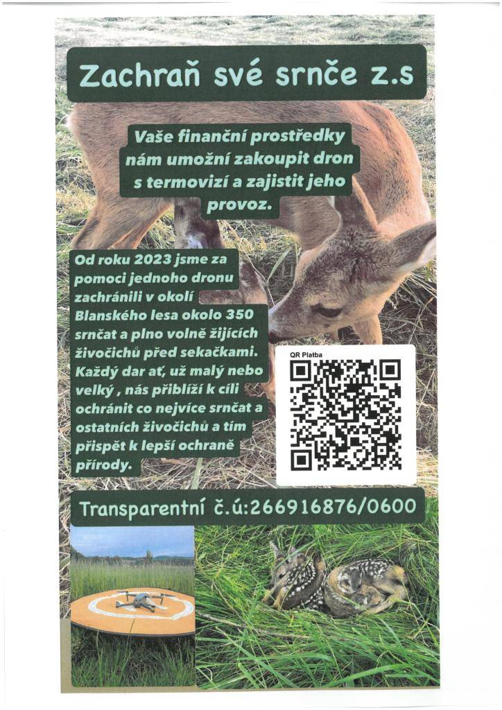 Možnost příspěvku na činnost spolku přes QR platbu.