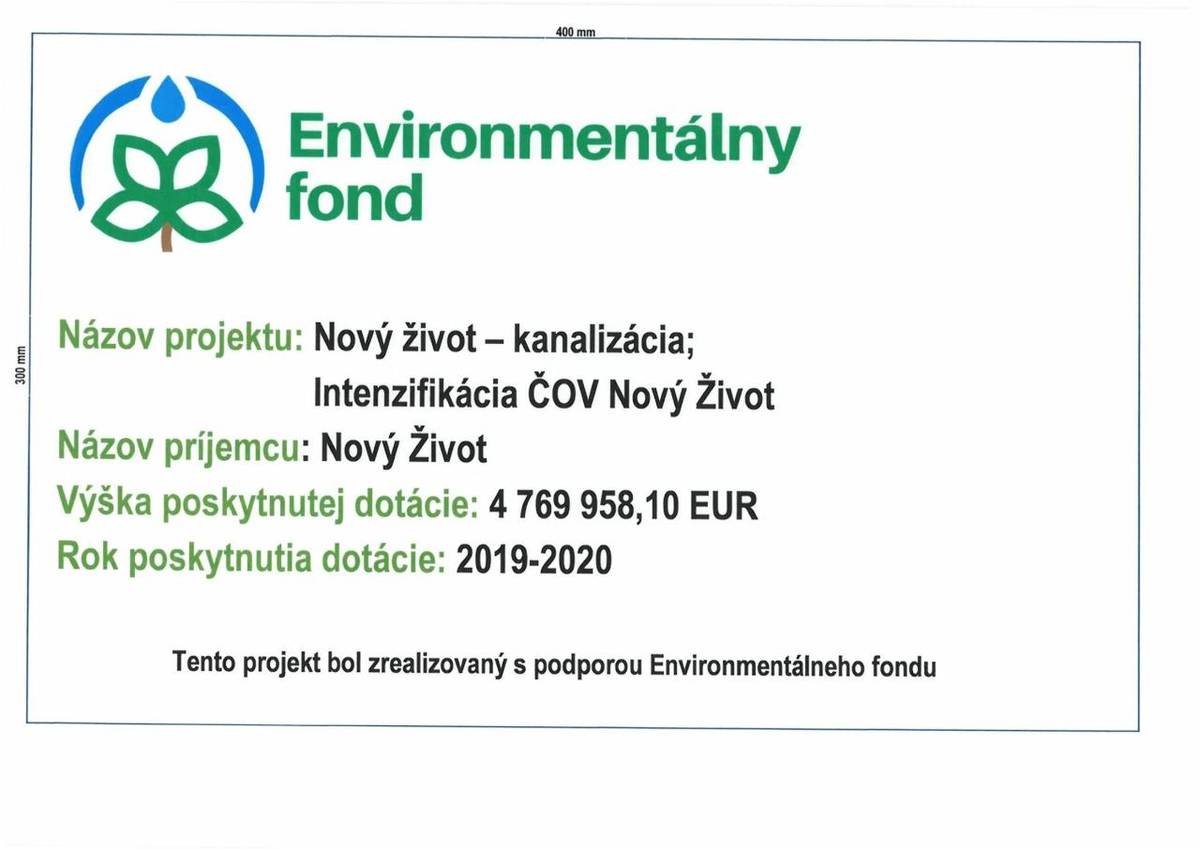 Projekt financovaný z prostriedkov Environmentálneho fondu vo výške 4.769.958,10 €