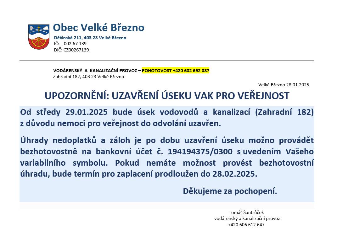 Informace najdete v příloze.