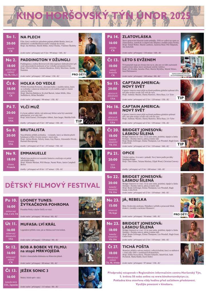 Kulturní pozvánky do Horšovského Týna - únor 2025