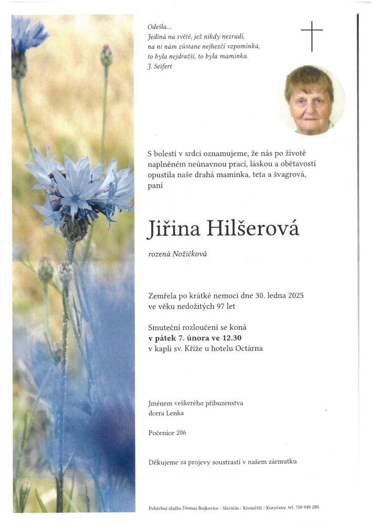 paní Jiřina Hilšerová