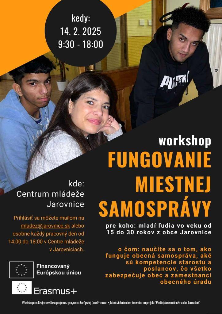 Workshop pre mládež: Fungovanie miestnej samosprávy