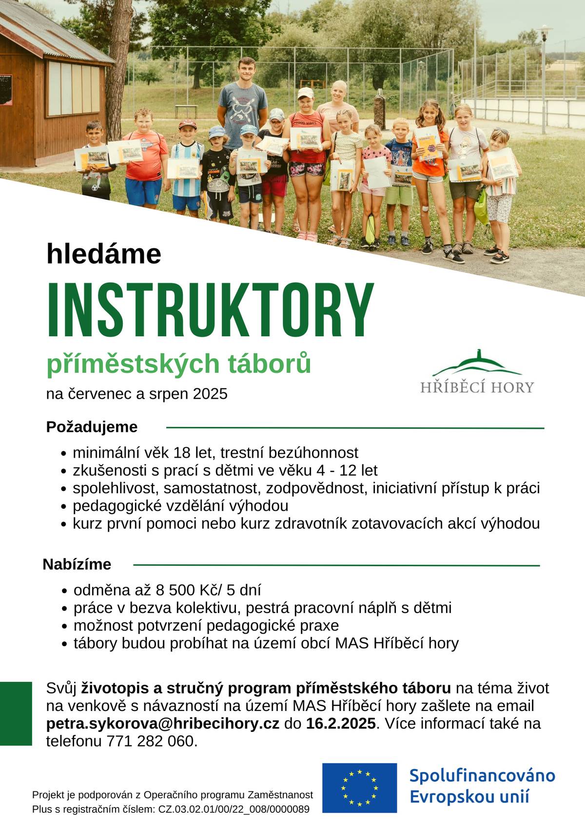 MAS Hříběcí hory hledá instruktory pro příměstské tábory v min. věku 18 let.