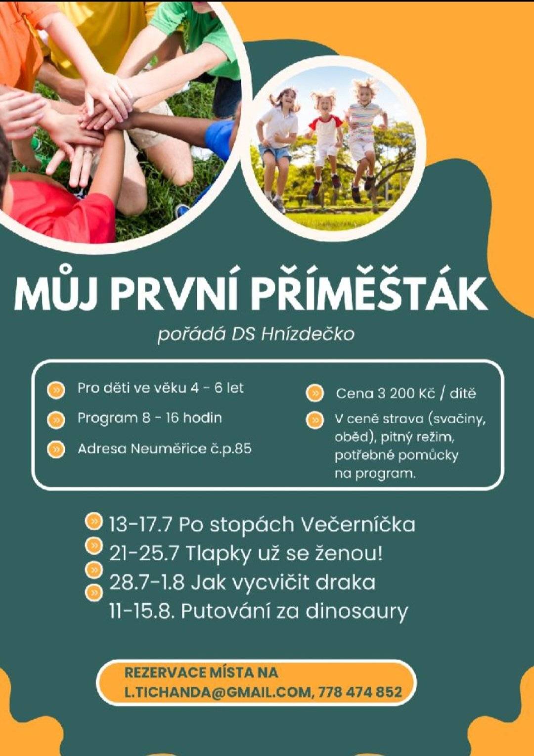 Skupina pořádá příměstský tábor a nabízí pracovní pozici na úklid.  Více v letácích.