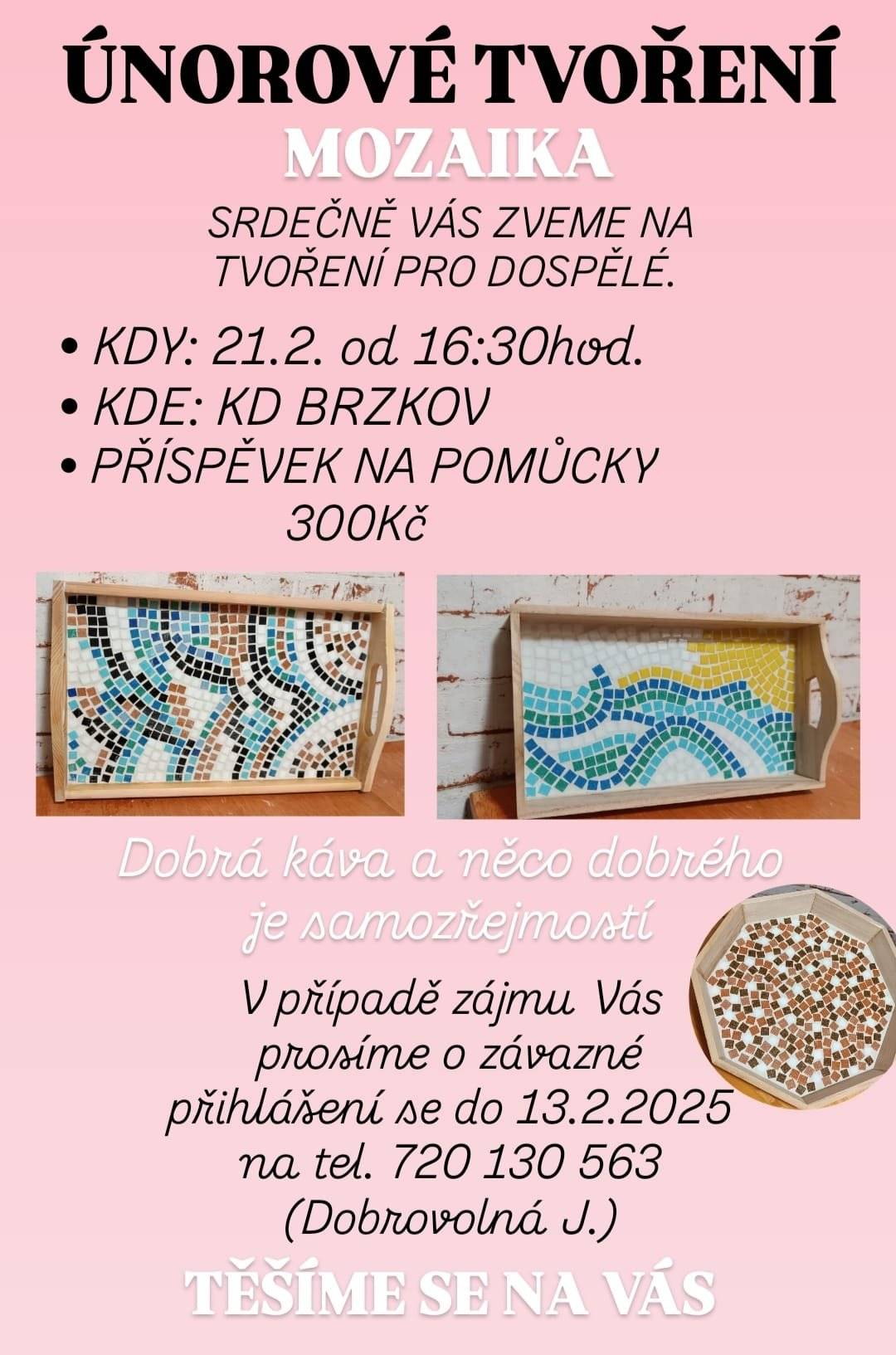 21.2.2025 OD 16:30 V KD BRZKOV  PŘÍHLÁŠENÍ DO 13.2. NA TEL 720 130 563