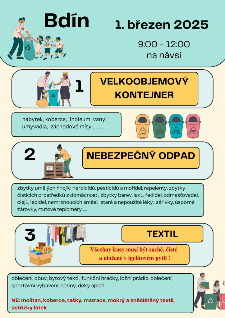 ebezpečný odpad, velkoobjemový kontejner a textil
