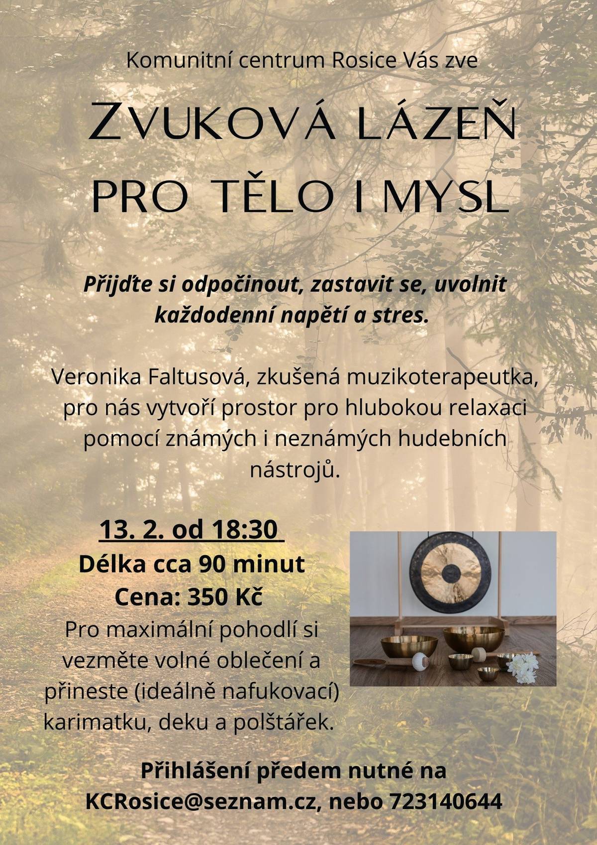 čtvrtek 13.2. - Jóga v Komunitním centru - od 17:00 do 18:00, cena 120 Kč, nutná rezervace na tel.: 776 578 225   čvtrtek 13.2. - Zvuková lázeň pro tělo i mysl - relaxace pomocí hudby v Komunitním centru Rosice - od 18:30, cena 350 Kč   čtvrtek 13.2. - Taneční odpoledne Klubu Seniorů Rosice - sál hospody Na Křižovatce - od 17:00 do 21:00 s kapelou Úžas, občerstvením a jídlem   čtvrtek 20.2. - Jóga v Komunitním centru - od 17:00 do 18:00, cena 120 Kč, nutná rezervace na tel.: 776 578 225   čtvrtek 27.2. - Masopustní průvod - tradiční průvod masek organizovaný ZŠ a MŠ Rosice - v 8:45 se vychází od školy - masky vítány   čtvrtek 27.2. - Taneční odpoledne Klubu Seniorů Rosice - sál hospody Na Křižovatce - od 17:00 do 21:00 s Duo Fontána, občerstvením a jídlem   čtvrtek 27.2. - Setkání s občany - od 17:30 v Komunitním centru - debata vedení obce s občany   pátek 28.2. - Na motorce z Rosic do Las Vegas - cestopisné vyprávění o putování na motorce po Grand Canyonu, Las Vegas a okolí - od 17:00, vstup zdarma   sobota 1.3. - Zahájení Rosických trhů   sobota 1.3. - Hasičský ples - sál hospody Na Křižovatce - od 20:00, cena vstupenek 200 Kč na místě, 150 kč v předprodeji. Sál otevřen od 19:00, kapela Holá beznaděj, fotokoutek   neděle 2.3. - Karneval nejen zvířátek - sál hospody na Křižovatce, od 15:00, vstupné 50 Kč za dítě (v ceně jsou lístky do tomboly)